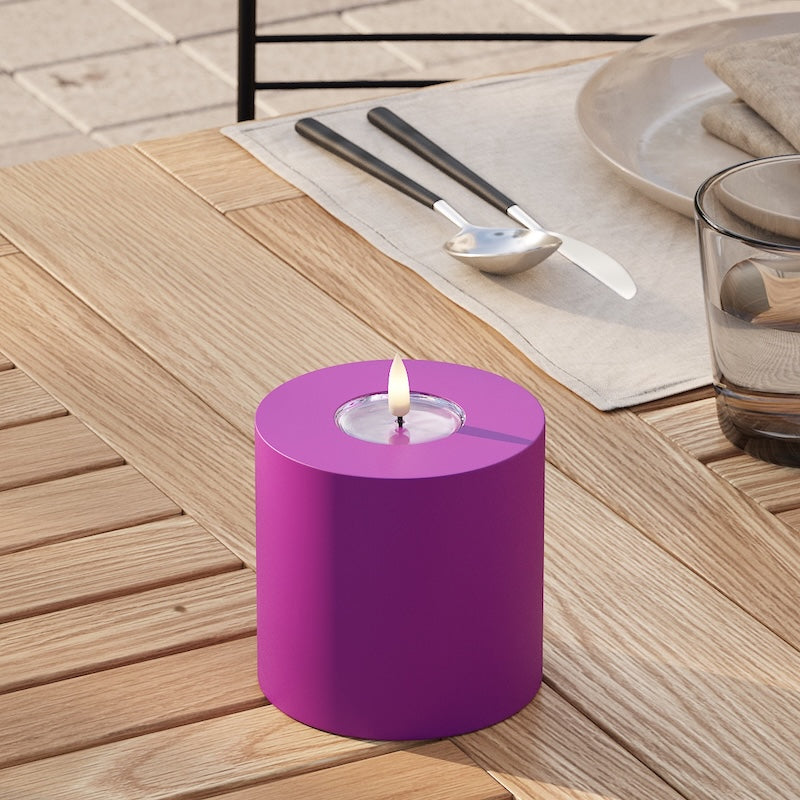 Deluxe Homeart Outdoors LED Pillar candle Ø 10 x 10 cm Violet