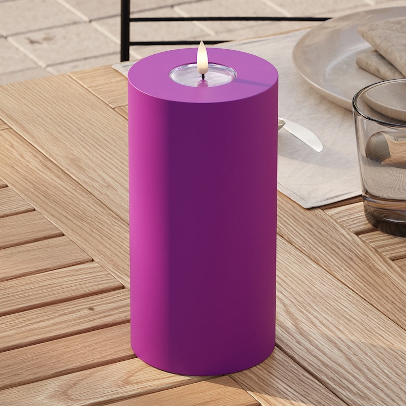 Deluxe Homeart Outdoors LED Pillar candle Ø 10 x 20 cm Violet