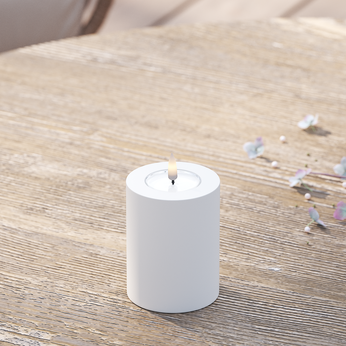 Deluxe Homeart Outdoors LED Pillar candle Ø 7.5 x 10 cm White LED outdoor light Pillar candle 2