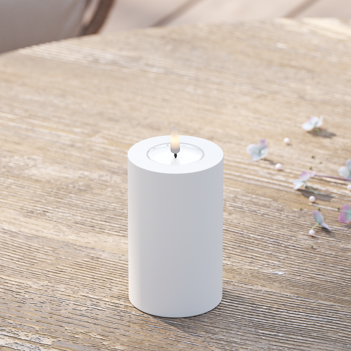 Deluxe Homeart Outdoors LED Pillar candle Ø 7.5 x 12.5 cm White LED outdoor light Pillar candle 2