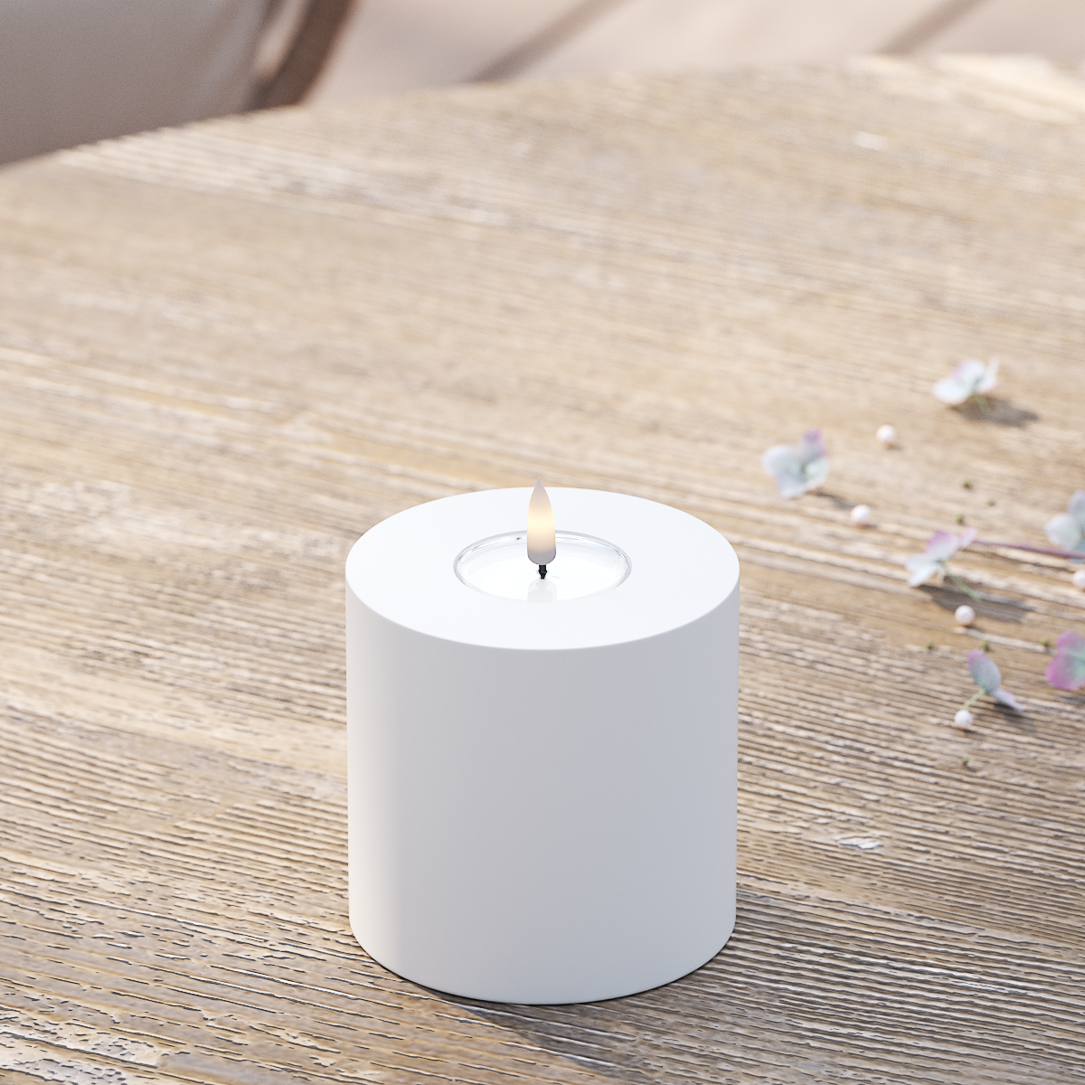 Deluxe Homeart Utendørs LED Blokklys Ø 10 x 10 cm Hvit LED utendørs lysblokklys 2