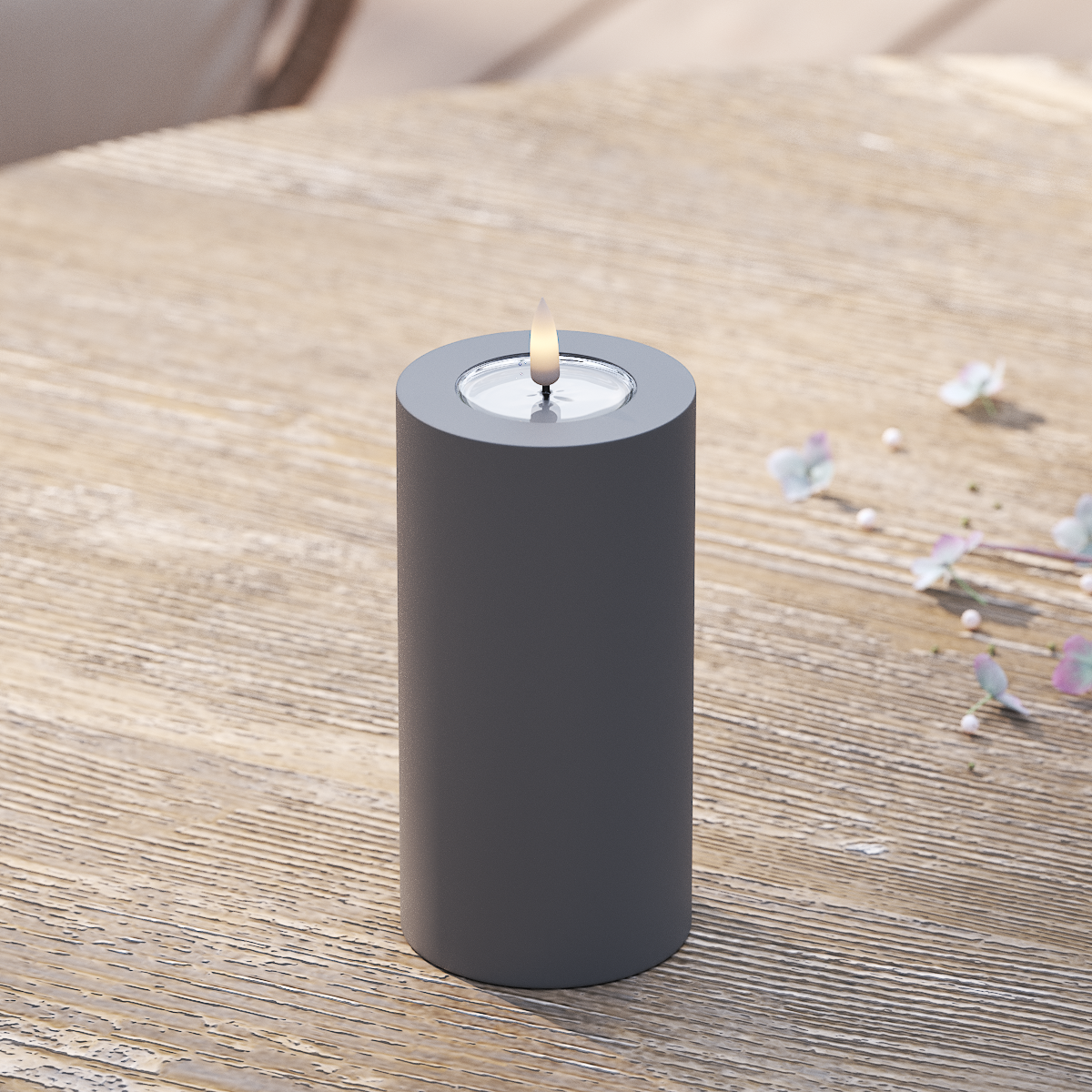Deluxe Homeart Outdoors LED Pillar candle Ø 7.5 x 15 cm Gray LED outdoor light Pillar candle 2