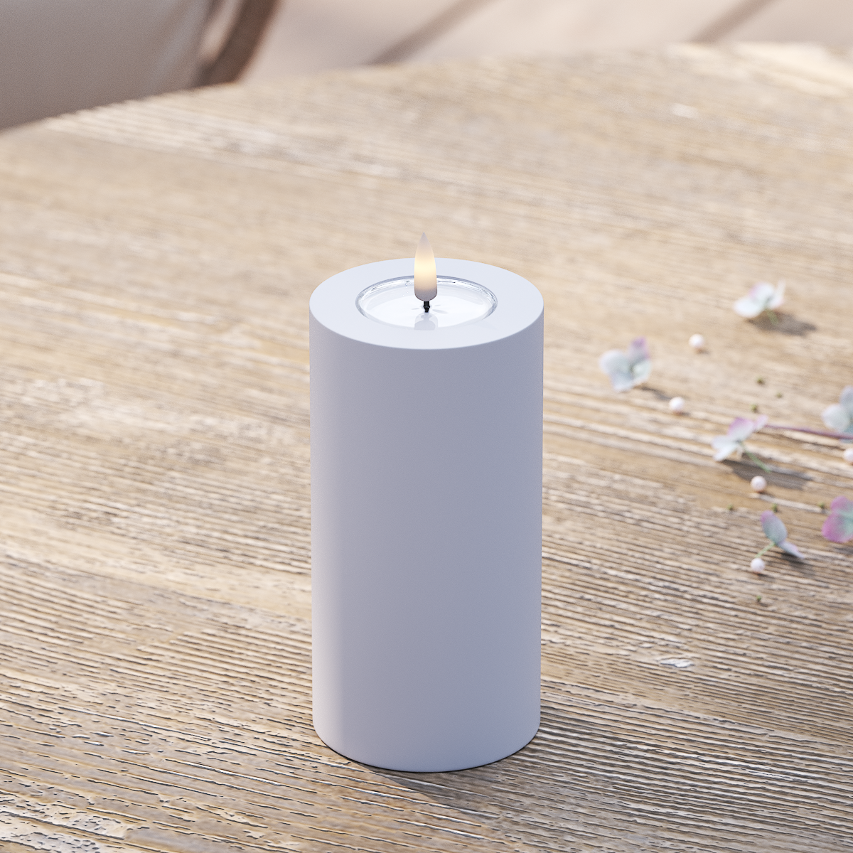 Deluxe Homeart Outdoors LED Pillar candle Ø 7.5 x 15 cm Dusty Blue LED outdoor light Pillar candle 2