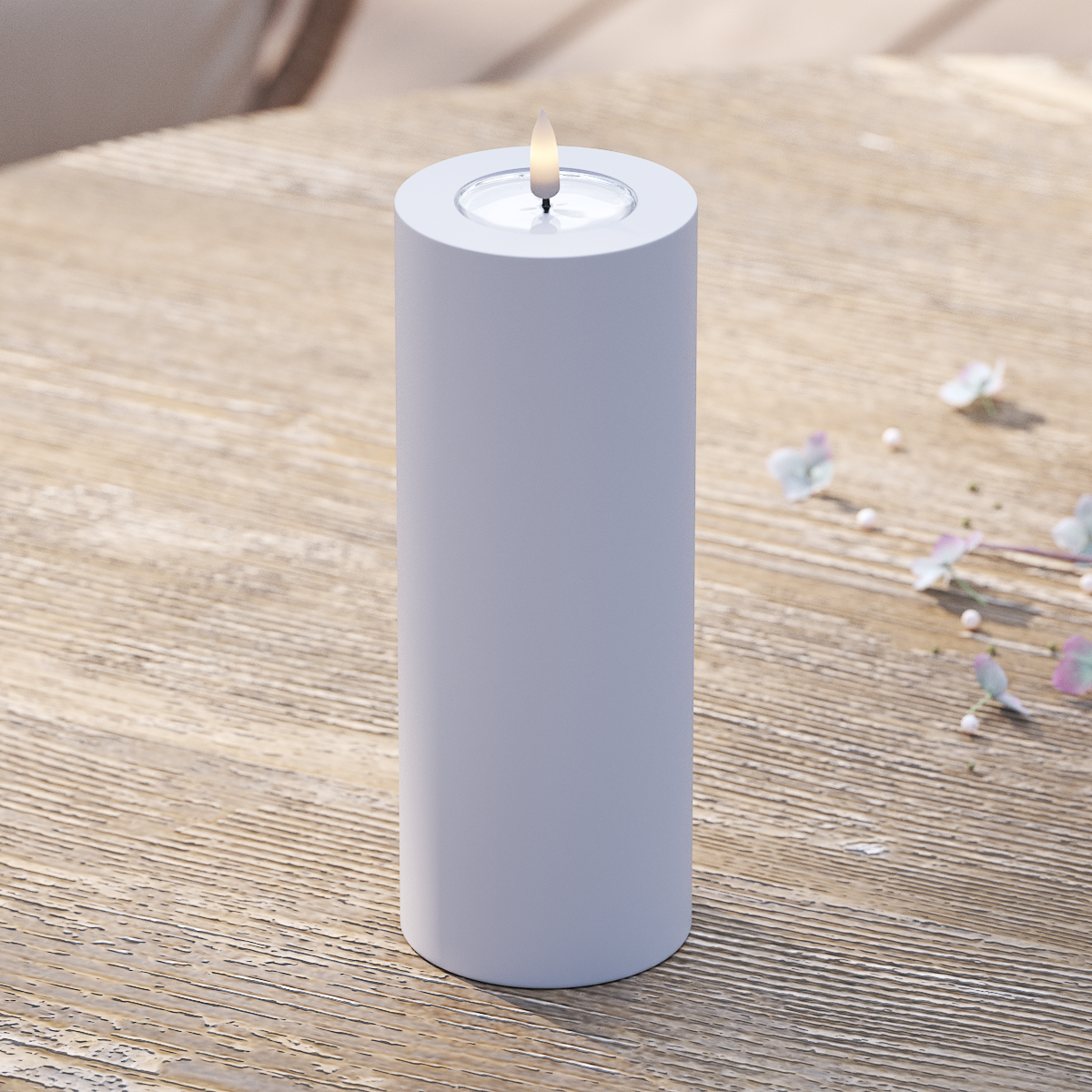 Deluxe Homeart Outdoors LED Pillar candle Ø 7.5 x 20 cm Dusty Blue LED outdoor light Pillar candle 2