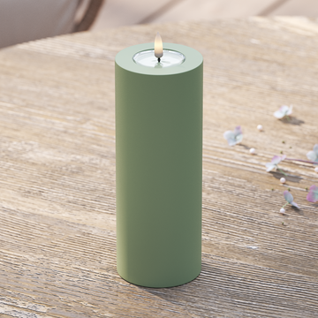 Deluxe Homeart Outdoors LED Pillar candle Ø 7.5 x 20 cm Dusty Green LED outdoor light Pillar candle 2
