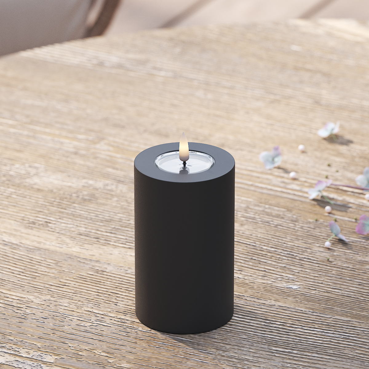 Deluxe Homeart Outdoors LED Pillar candle Ø 7.5 x 12.5 cm Black LED outdoor light Pillar candle 2