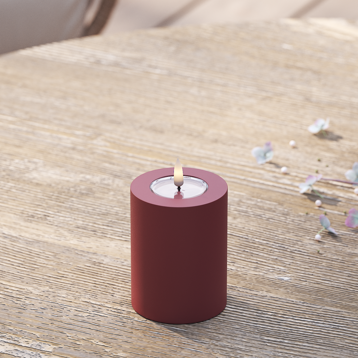 Deluxe Homeart Outdoors LED Pillar candle Ø 7.5 x 10 cm Bordeaux LED outdoor light Pillar candle 2