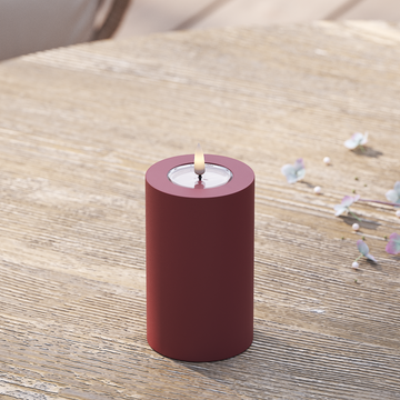 Deluxe Homeart Udendørs LED Bloklys Ø 7,5 x 12,5 cm Bordeaux LED udendørslys bloklys 2