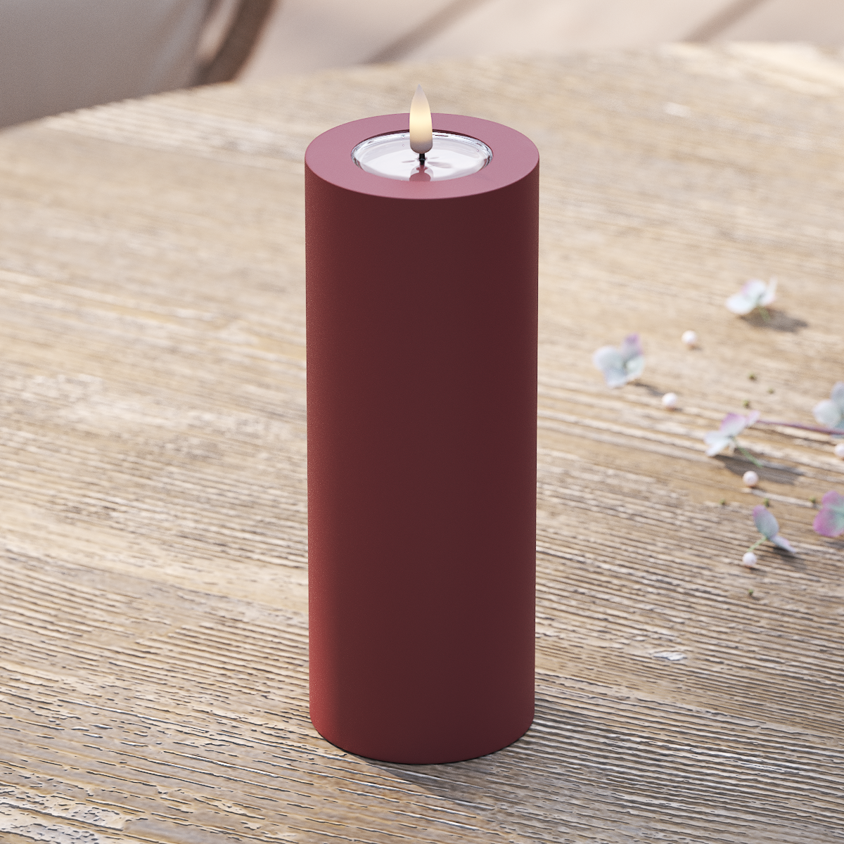 Deluxe Homeart Outdoors LED Pillar candle Ø 7.5 x 20 cm Bordeaux LED outdoor light Pillar candle 2