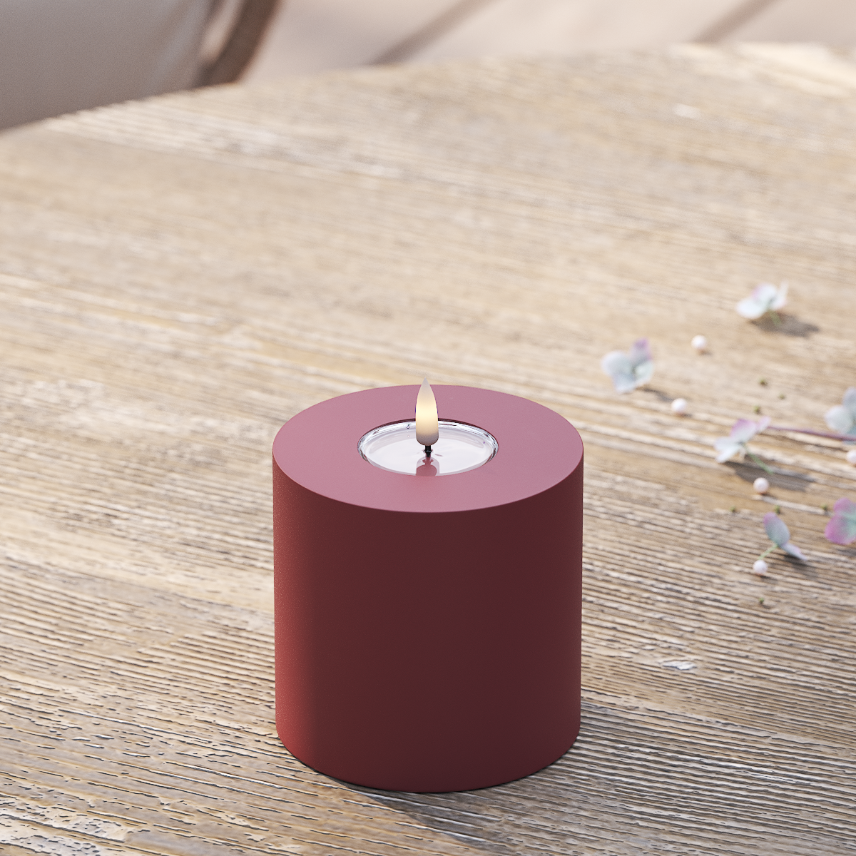 Deluxe Homeart Outdoors LED Pillar candle Ø 10 x 10 cm Bordeaux LED outdoor light Pillar candle 2