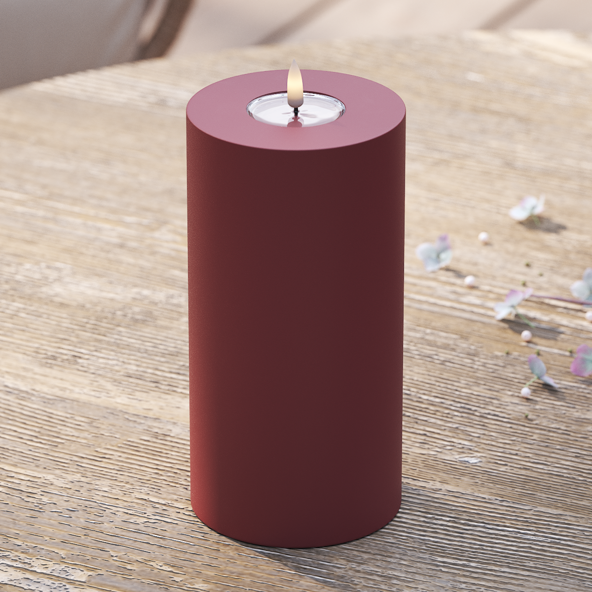 Deluxe Homeart Outdoors LED Pillar candle Ø 10 x 20 cm Bordeaux LED outdoor light Pillar candle 2