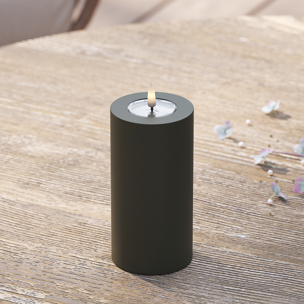 Deluxe Homeart Outdoors LED Pillar candle Ø 7.5 x 15 cm Dark Green LED outdoor light Pillar candle 2