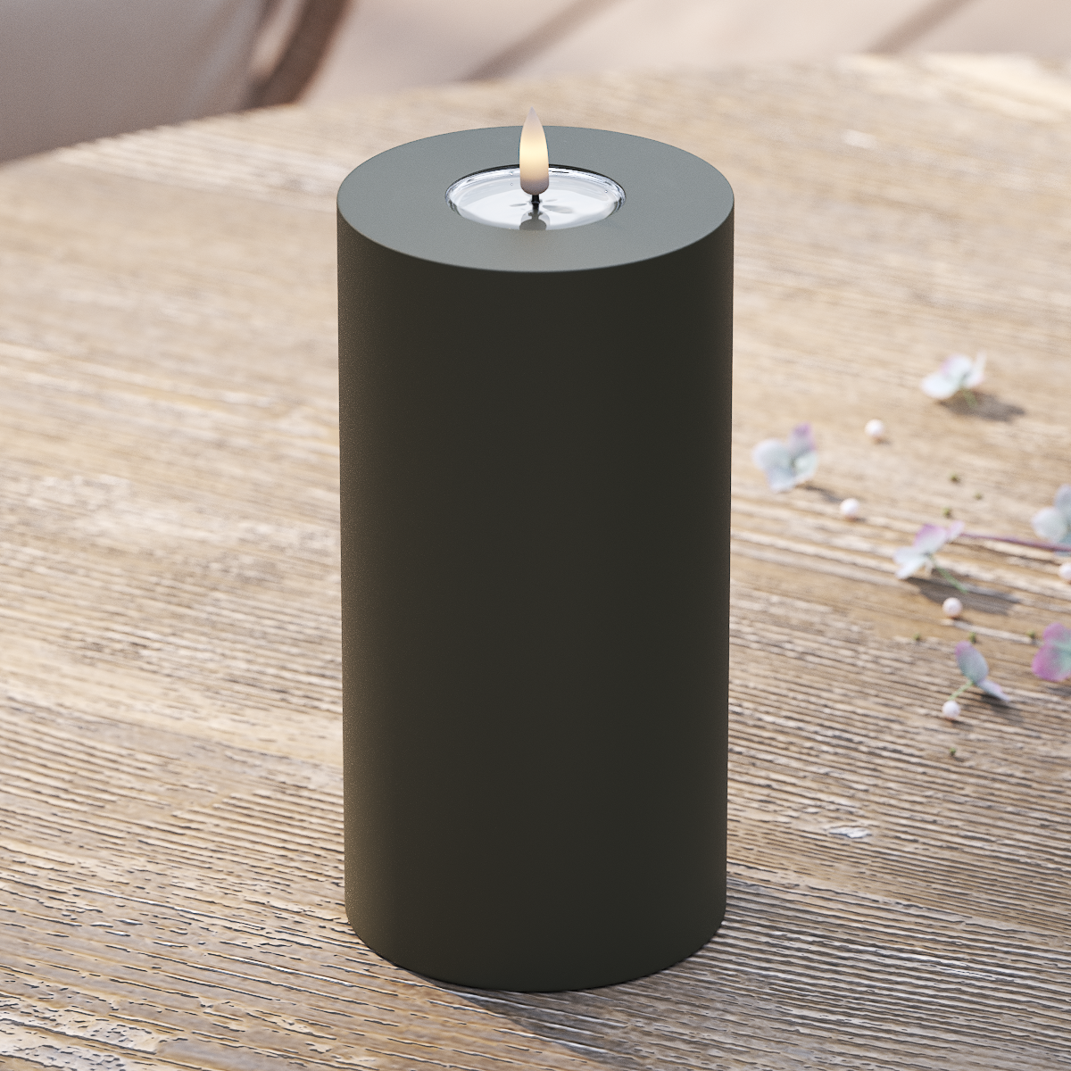 Deluxe Homeart Outdoors LED Pillar candle Ø 10 x 20 cm Dark Green LED outdoor light Pillar candle 2