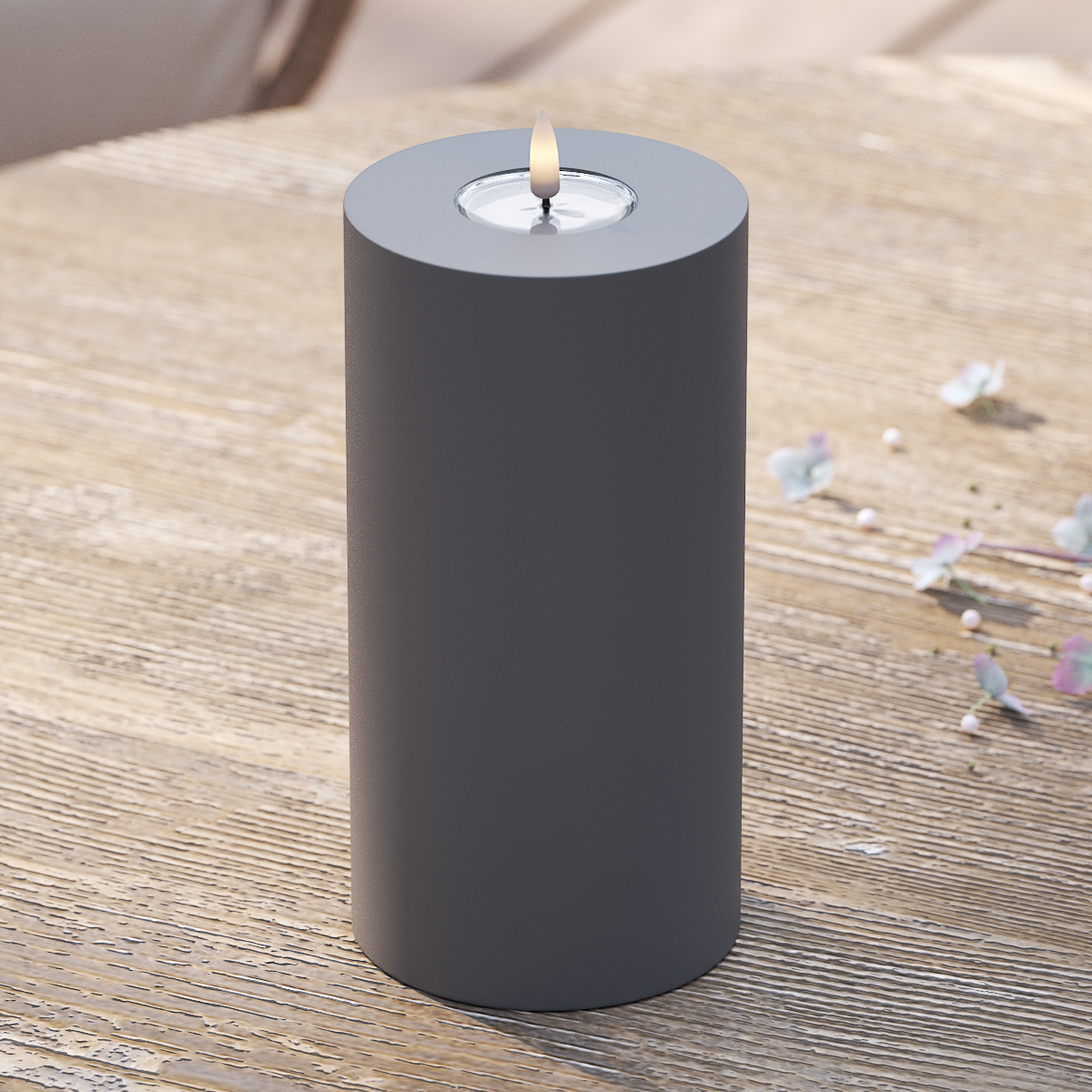 Deluxe Homeart Outdoors LED Pillar candle Ø 10 x 20 cm Gray LED outdoor light Pillar candle 2