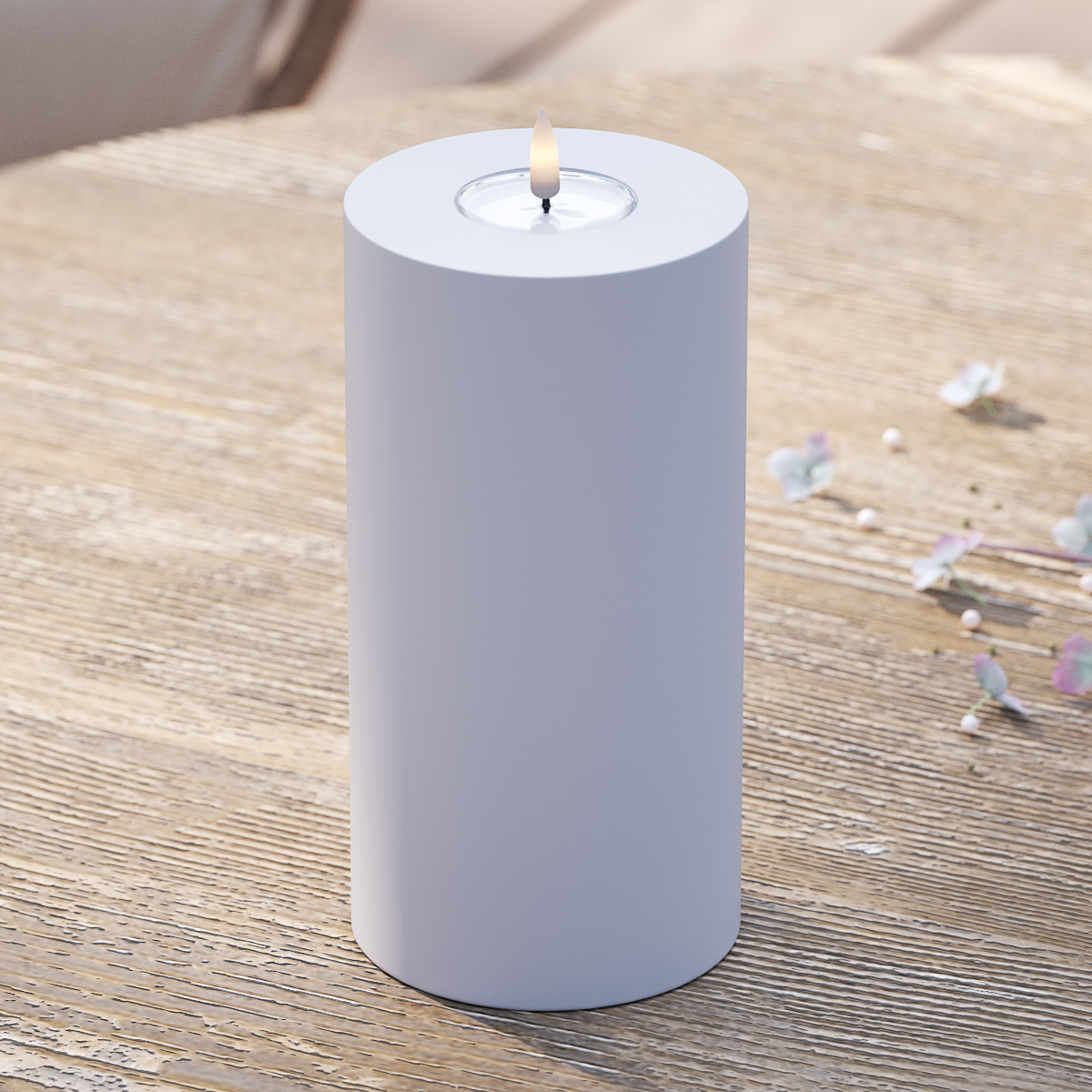 Deluxe Homeart Outdoors LED Pillar candle Ø 10 x 20 cm Dusty Blue LED outdoor light Pillar candle 2