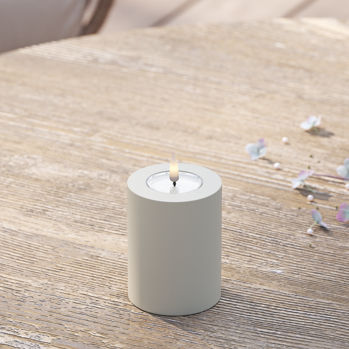 Deluxe Homeart Outdoors LED Pillar candle Ø 7.5 x 10 cm Sand LED outdoor light Pillar candle 2