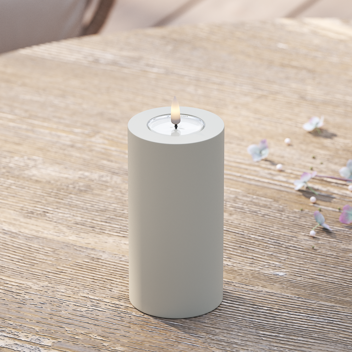 Deluxe Homeart Outdoors LED Pillar candle Ø 7.5 x 15 cm Sand LED outdoor light Pillar candle 2