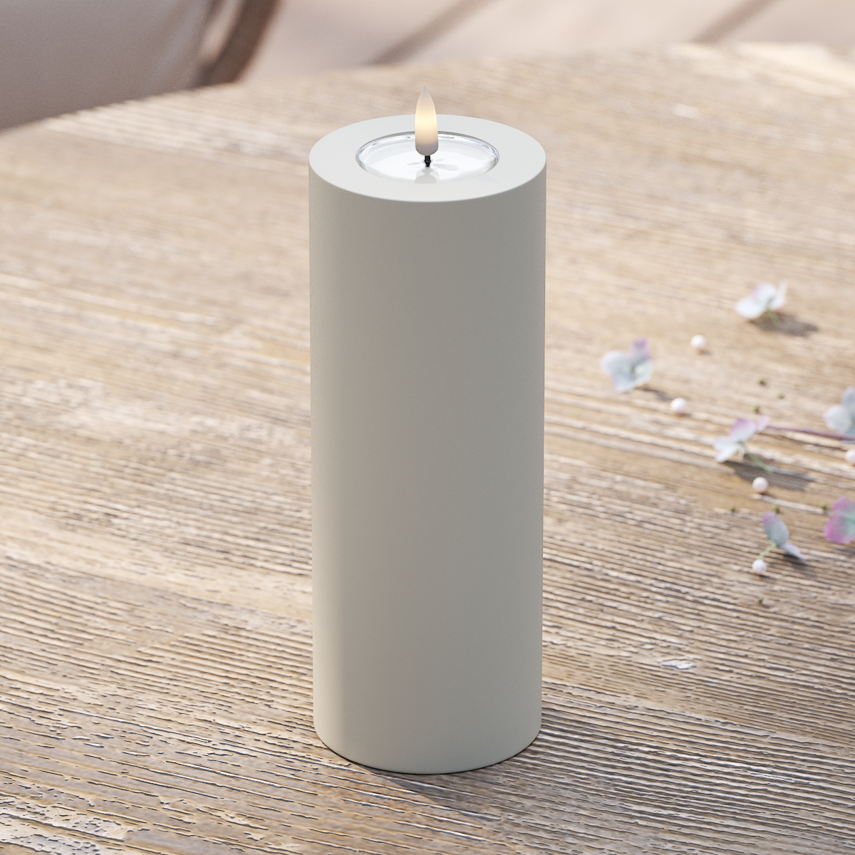 Deluxe Homeart Outdoors LED Pillar candle Ø 7.5 x 20 cm Sand LED outdoor light Pillar candle 2
