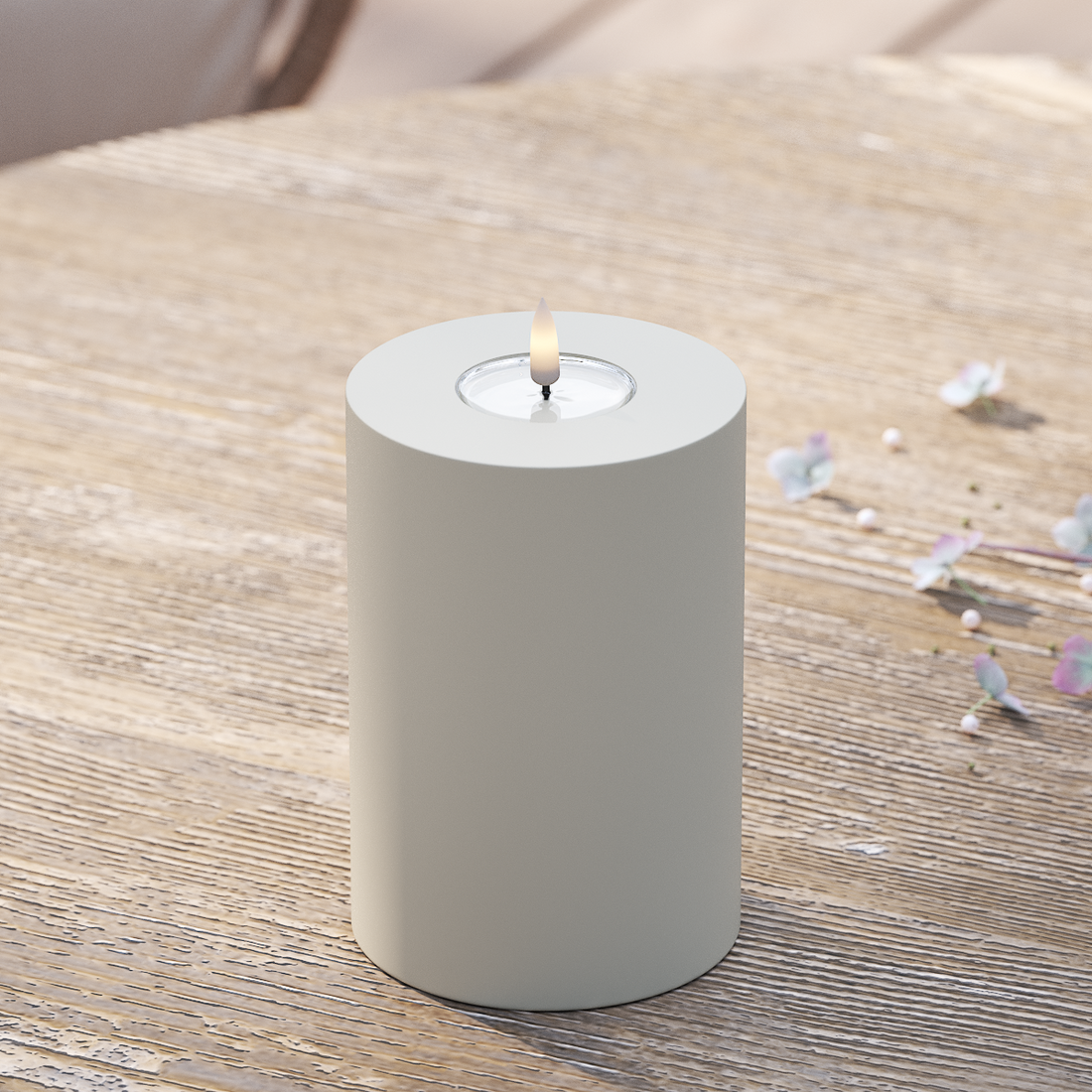 Deluxe Homeart Utomhus LED Blockljus Ø 10 x 15 cm Sand LED utomhusljus Blockljus 2