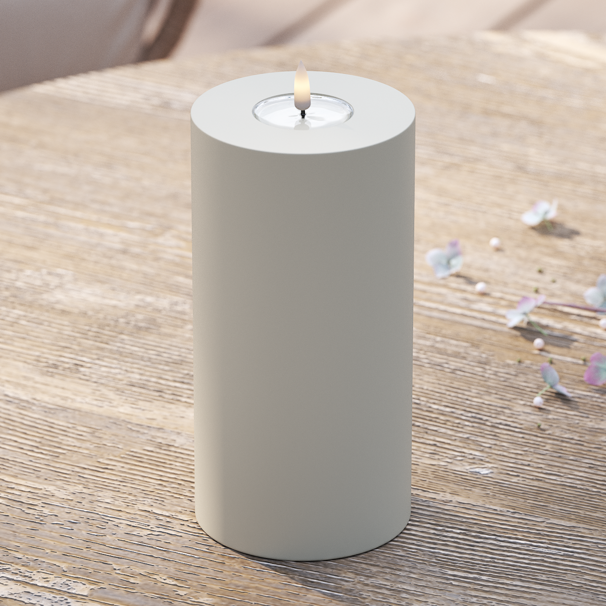 Deluxe Homeart Outdoors LED Pillar candle Ø 10 x 20 cm Sand LED outdoor light Pillar candle 2