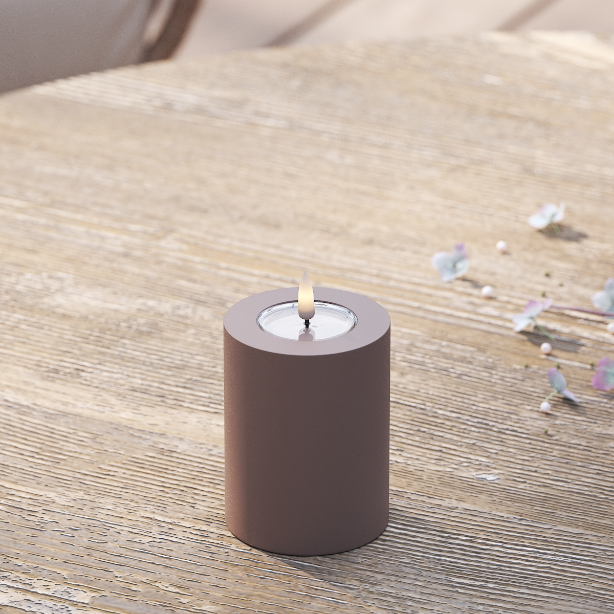 Deluxe Homeart Outdoors LED Pillar candle Ø 7.5 x 10 cm Mocha LED outdoor light Pillar candle 2