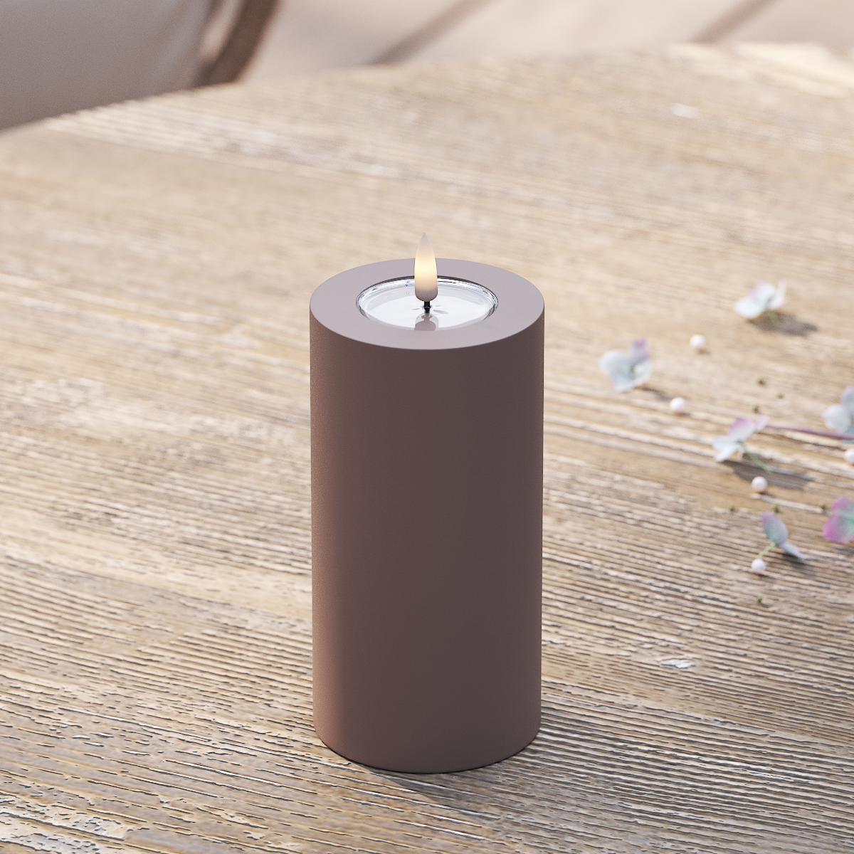 Deluxe Homeart Outdoors LED Pillar candle Ø 7.5 x 15 cm Mocha LED outdoor light Pillar candle 2