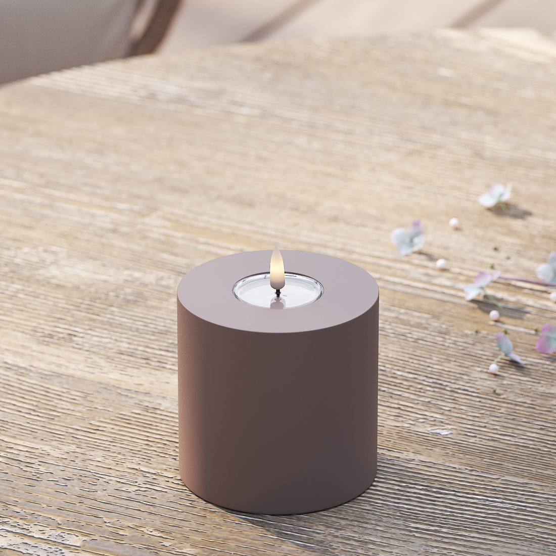 Deluxe Homeart Outdoors LED Pillar candle Ø 10 x 10 cm Mocha LED outdoor light Pillar candle 2