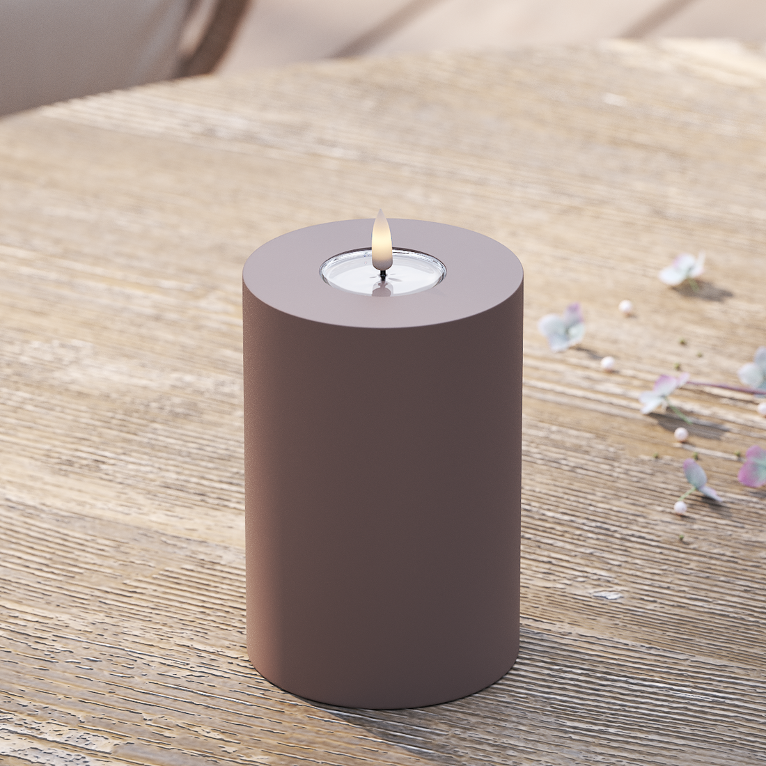 Deluxe Homeart Outdoors LED Pillar candle Ø 10 x 15 cm Mocha LED outdoor light Pillar candle 2
