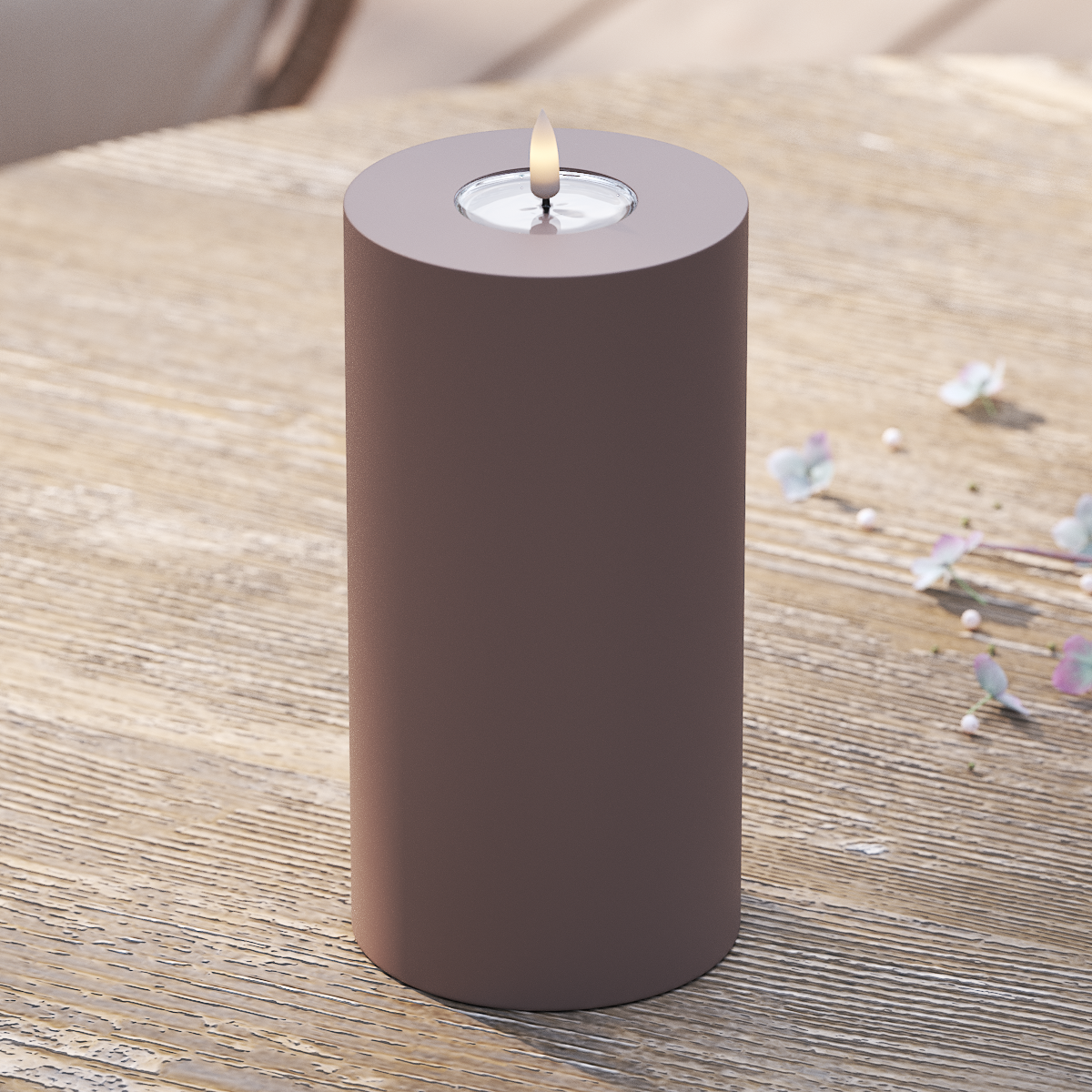 Deluxe Homeart Outdoors LED Pillar candle Ø 10 x 20 cm Mocha LED outdoor light Pillar candle 2