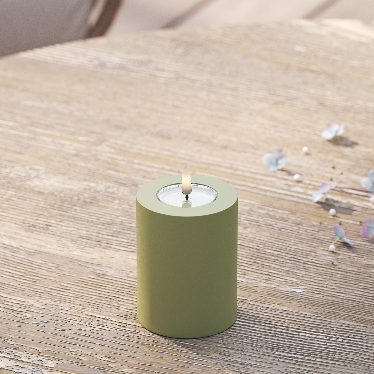 Deluxe Homeart Outdoors LED Pillar candle Ø 7.5 x 10 cm Olive Green LED outdoor light Pillar candle 2