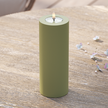 Deluxe Homeart Outdoors LED Pillar candle Ø 7.5 x 20 cm Olive Green LED outdoor light Pillar candle 2