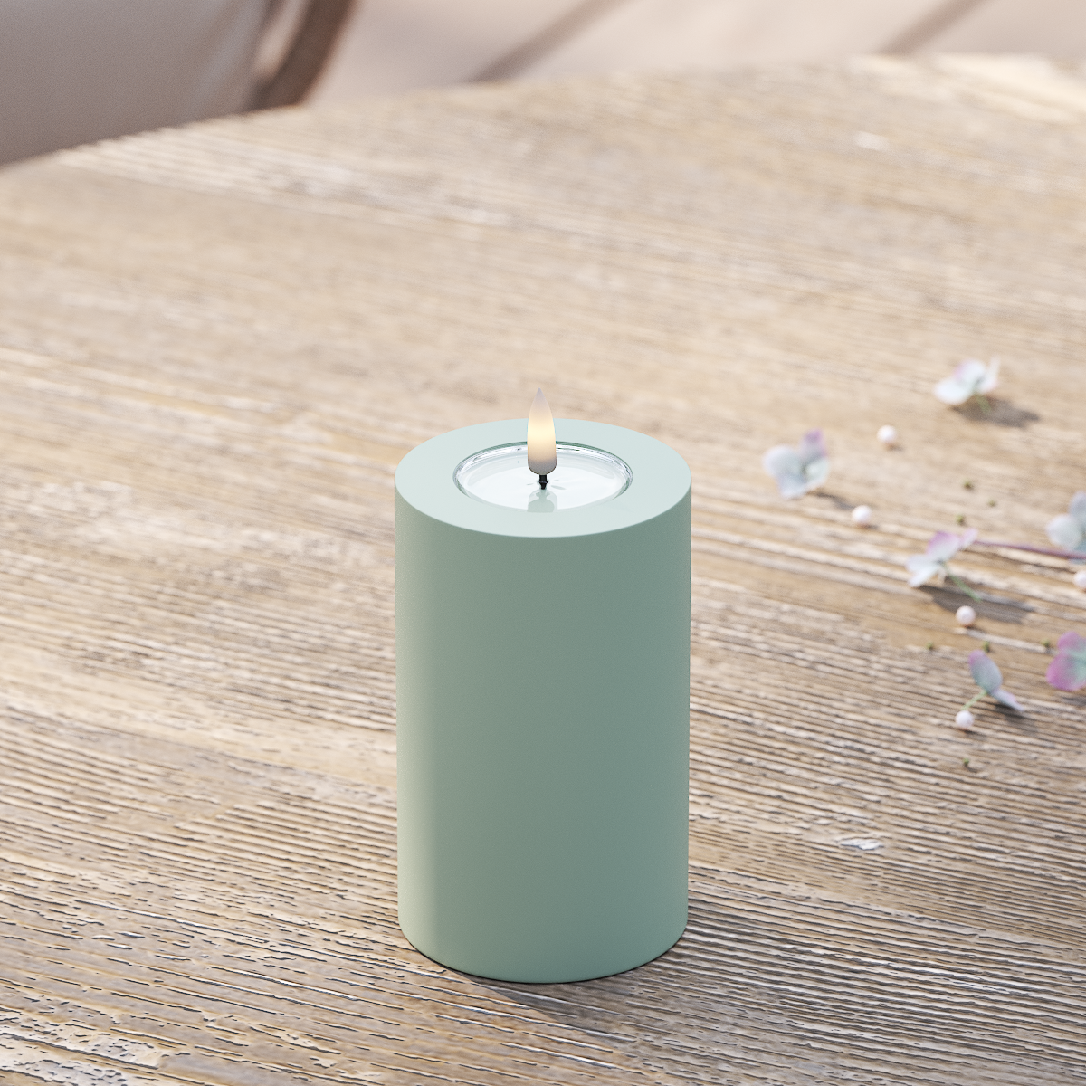 Deluxe Homeart Outdoors LED Pillar candle Ø 7.5 x 12.5 cm Sage Green LED outdoor light Pillar candle 2