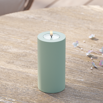 Deluxe Homeart Outdoors LED Pillar candle Ø 7.5 x 15 cm Sage Green LED outdoor light Pillar candle 2