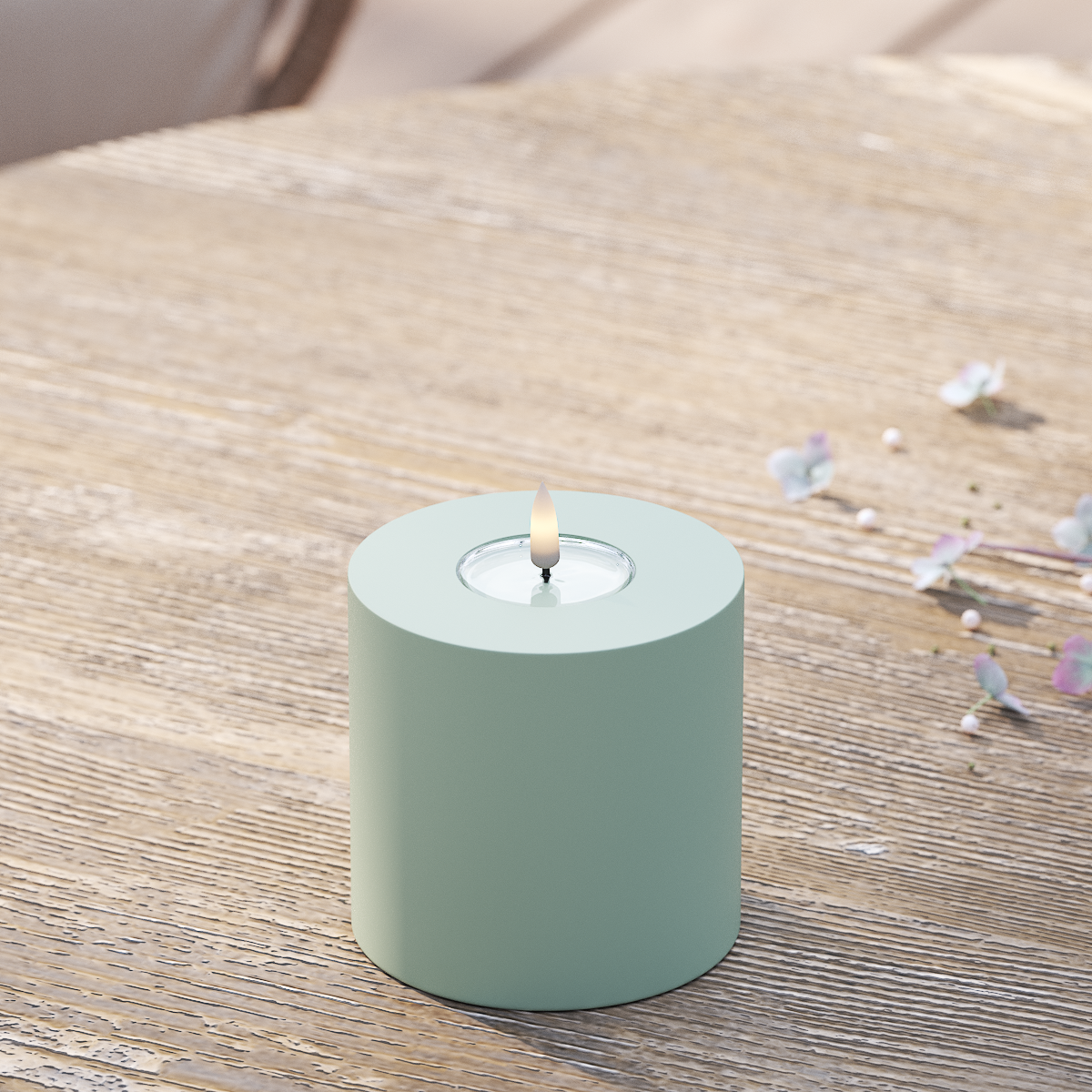 Deluxe Homeart Outdoors LED Pillar candle Ø 10 x 10 cm Sage Green LED outdoor light Pillar candle 2