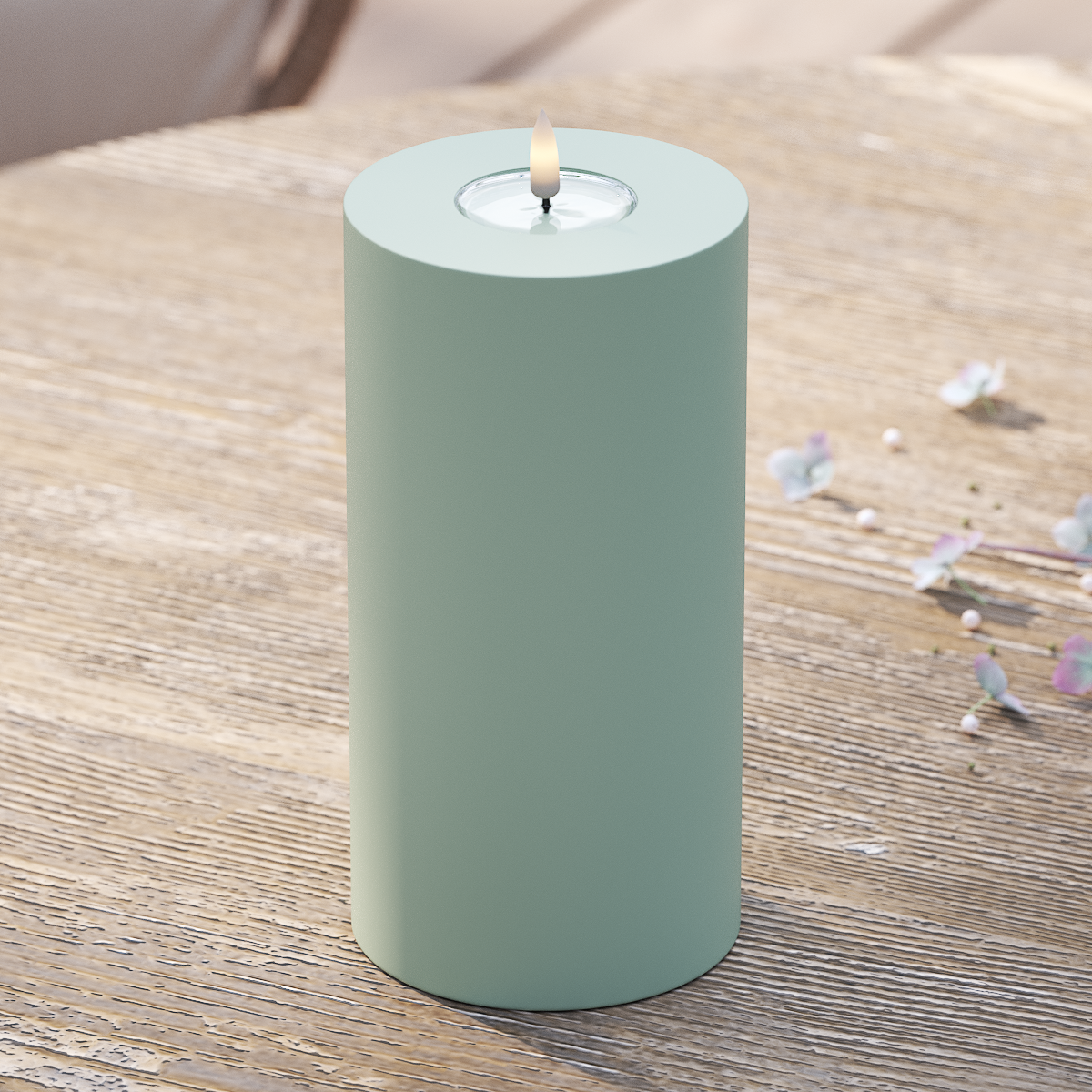Deluxe Homeart Outdoors LED Pillar candle Ø 10 x 20 cm Sage Green LED outdoor light Pillar candle 2