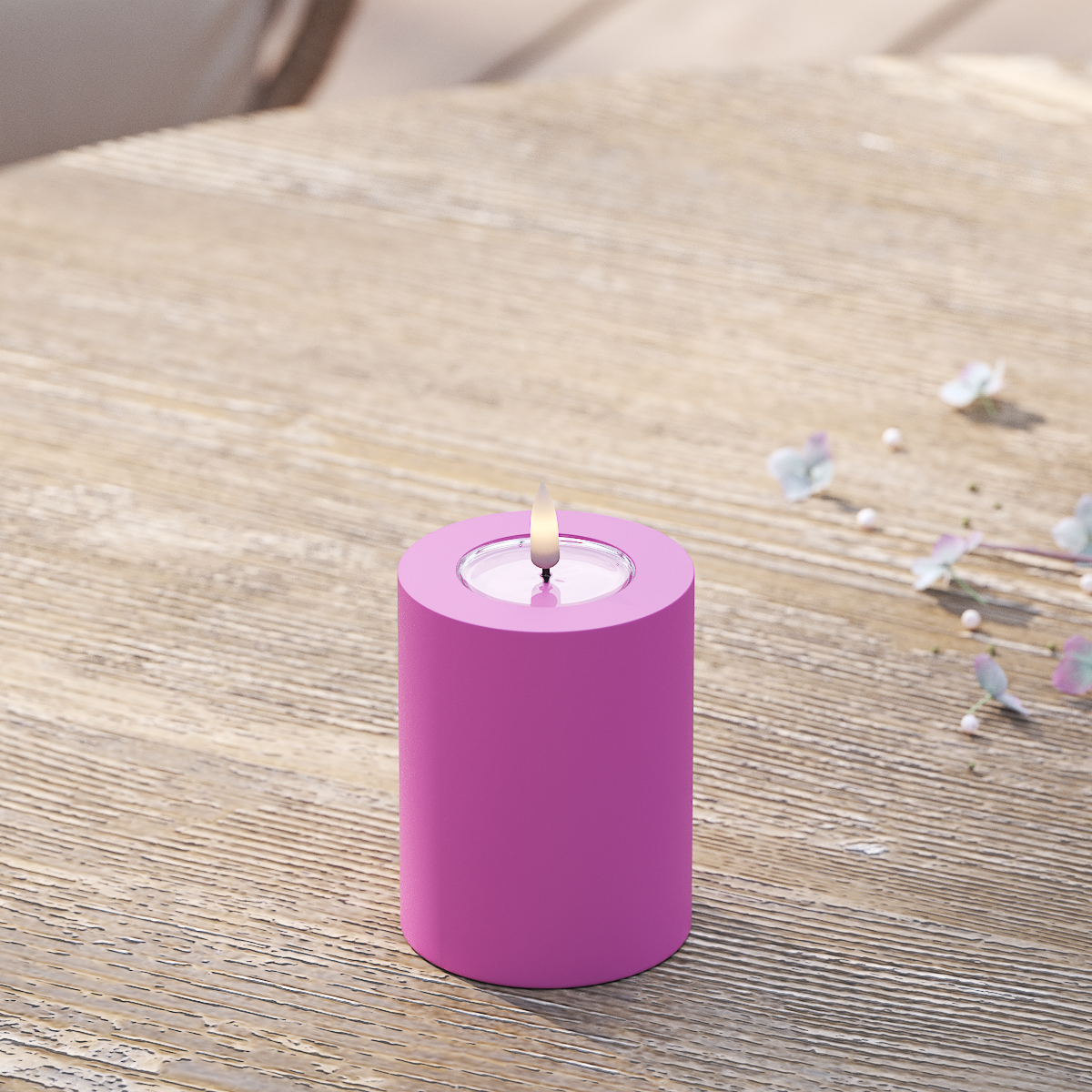 Deluxe Homeart Outdoors LED Pillar candle Ø 7.5 x 10 cm Magenta LED outdoor light Pillar candle 2