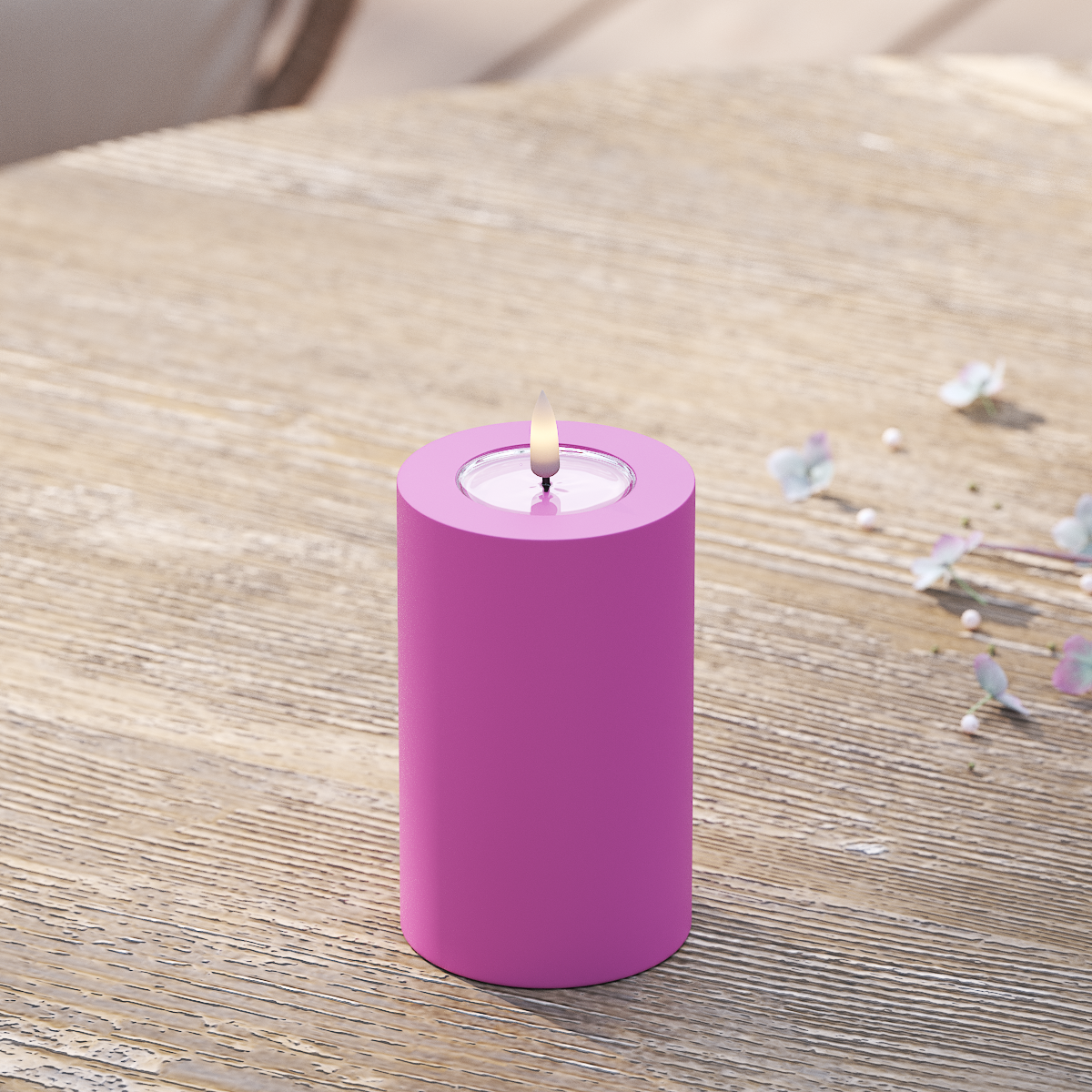Deluxe Homeart Outdoors LED Pillar candle Ø 7.5 x 12.5 cm Magenta LED outdoor light Pillar candle 2