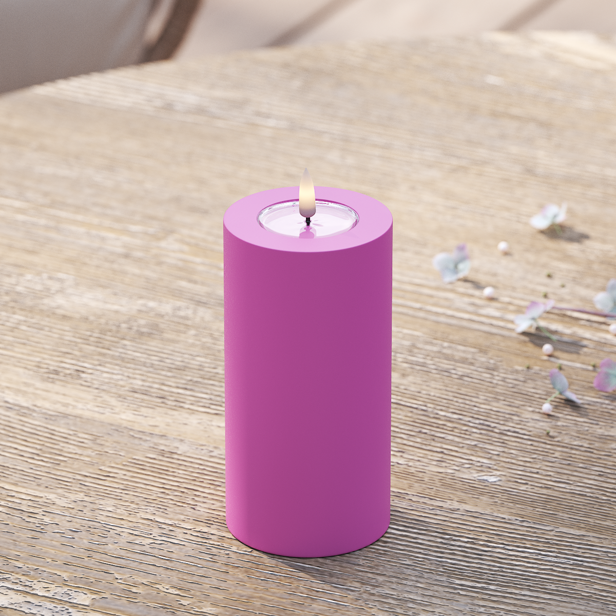 Deluxe Homeart Outdoors LED Pillar candle Ø 7.5 x 15 cm Magenta LED outdoor light Pillar candle 2