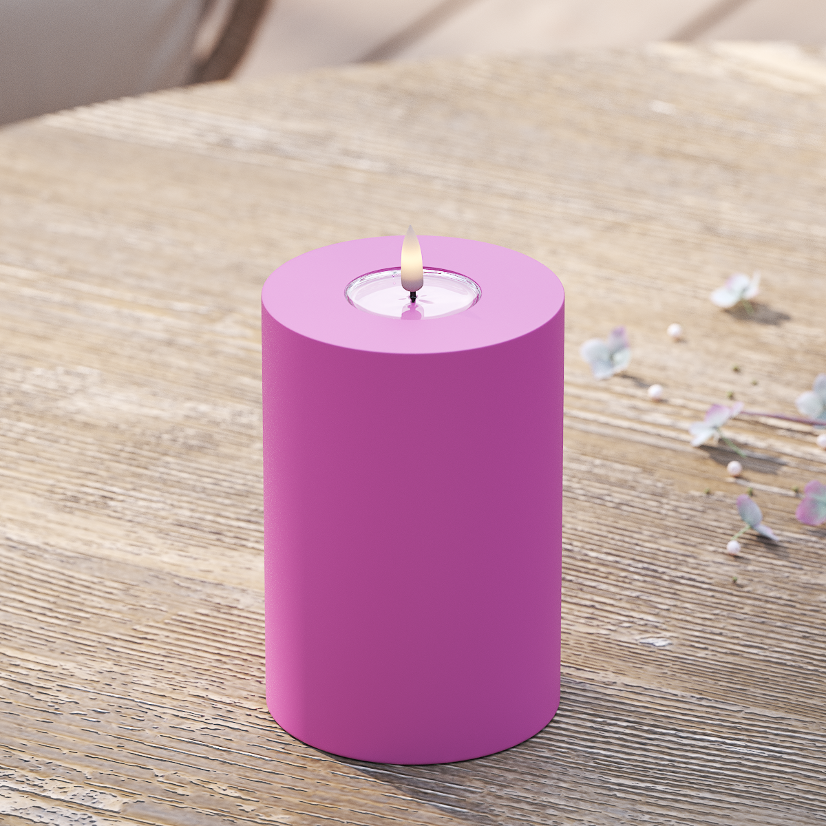 Deluxe Homeart Outdoors LED Pillar candle Ø 10 x 15 cm Magenta LED outdoor light Pillar candle 2