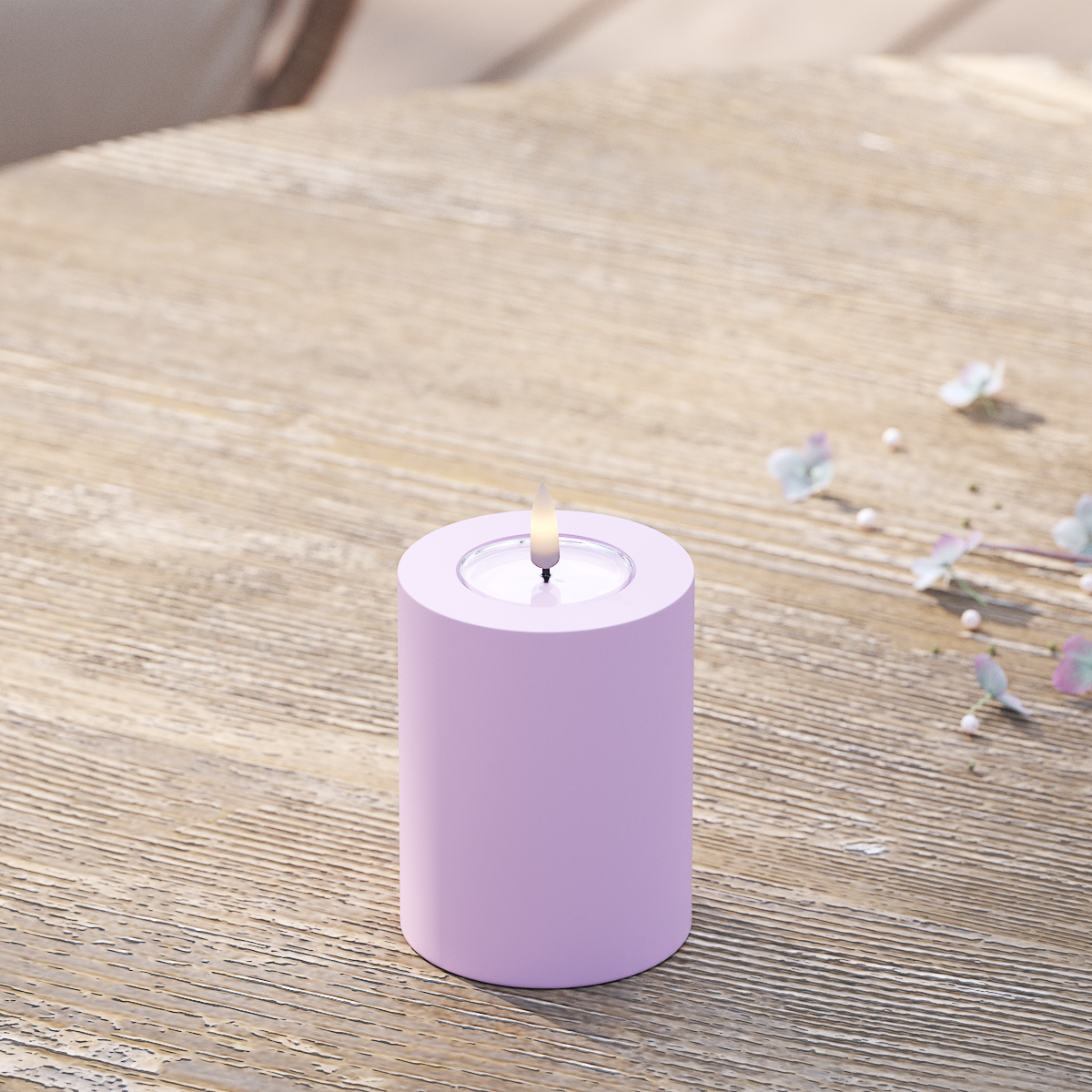 Deluxe Homeart Outdoors LED Pillar candle Ø 7.5 x 10 cm Lavender LED outdoor light Pillar candle 2