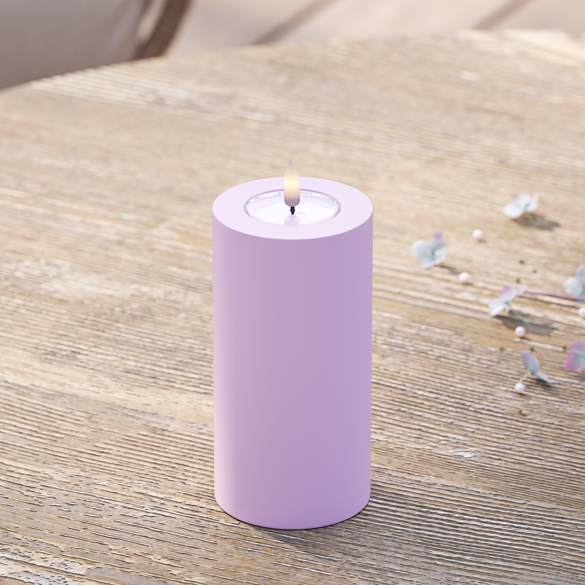 Deluxe Homeart Outdoors LED Pillar candle Ø 7.5 x 15 cm Lavender LED outdoor light Pillar candle 2