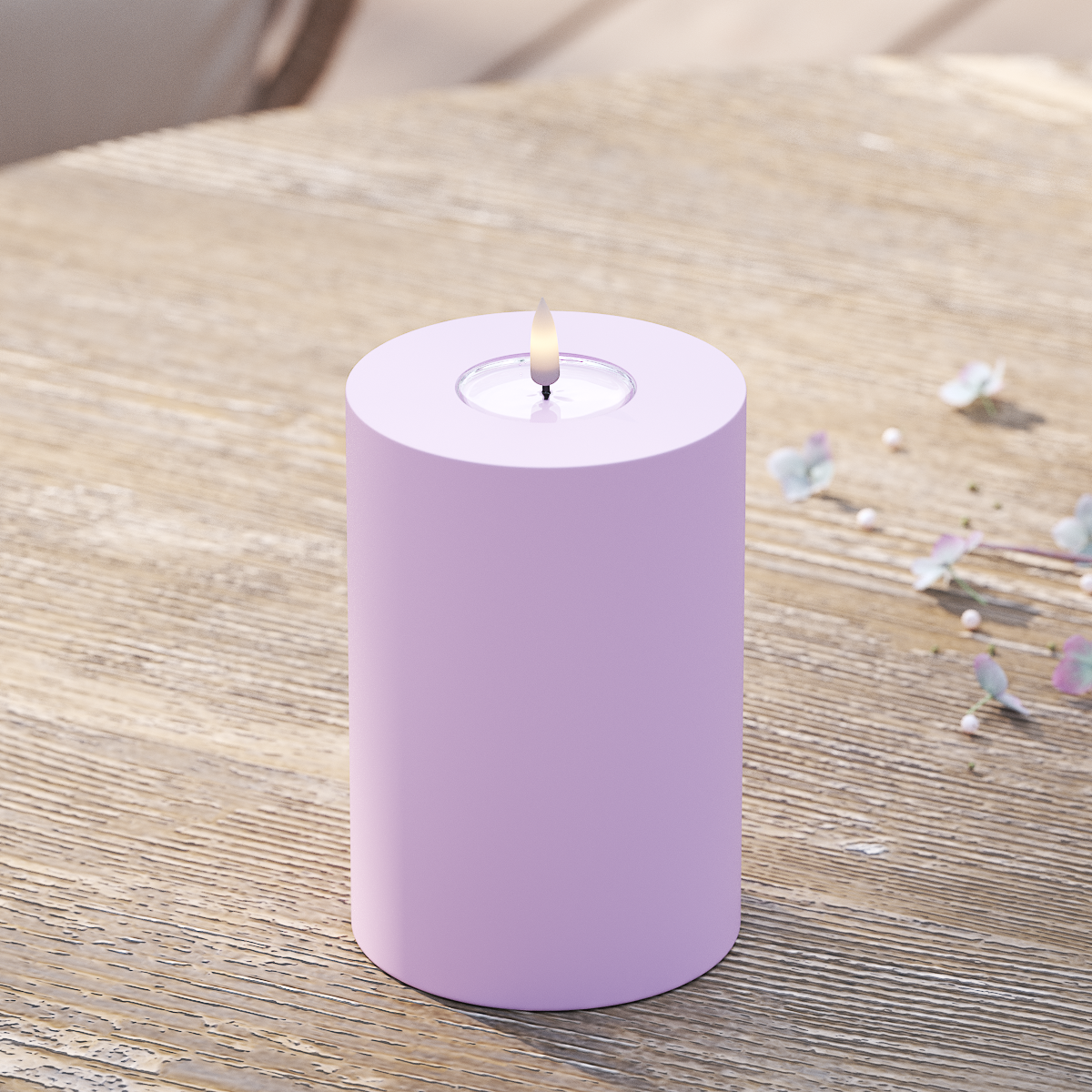 Deluxe Homeart Outdoors LED Pillar candle Ø 10 x 15 cm Lavender LED outdoor light Pillar candle 2