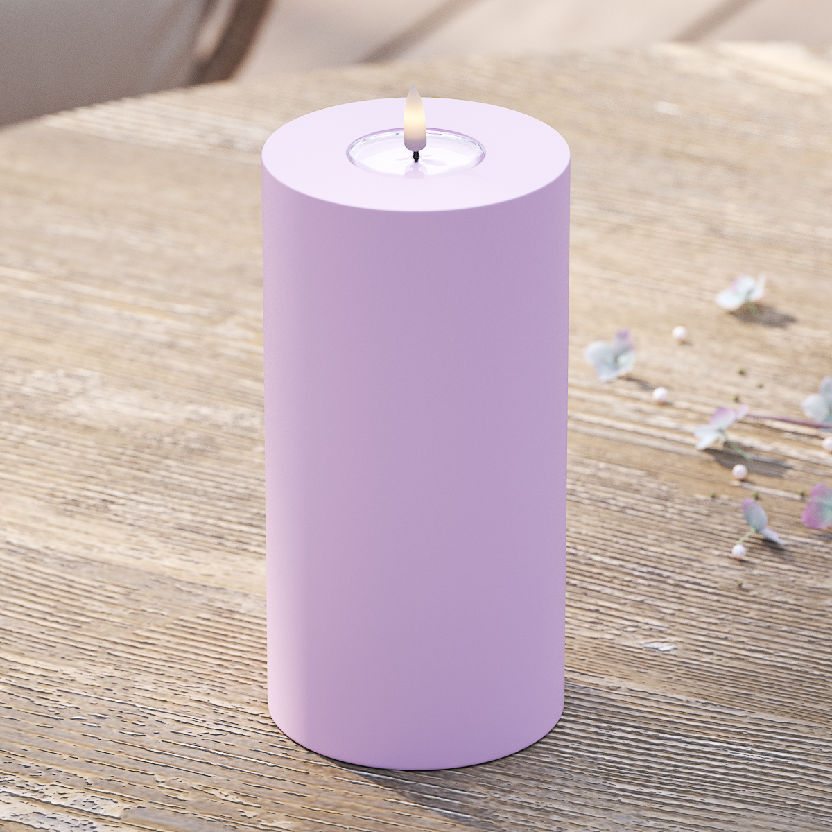 Deluxe Homeart Outdoors LED Pillar candle Ø 10 x 20 cm Lavender LED outdoor light Pillar candle 2