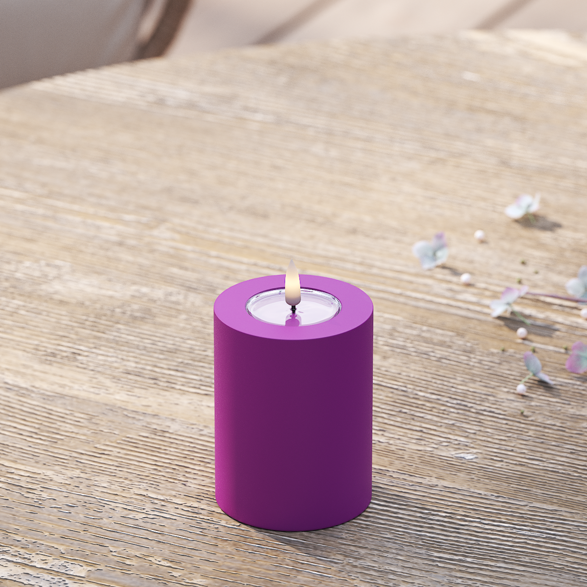 Deluxe Homeart Outdoors LED Pillar candle Ø 7.5 x 10 cm Violet LED outdoor light Pillar candle 2