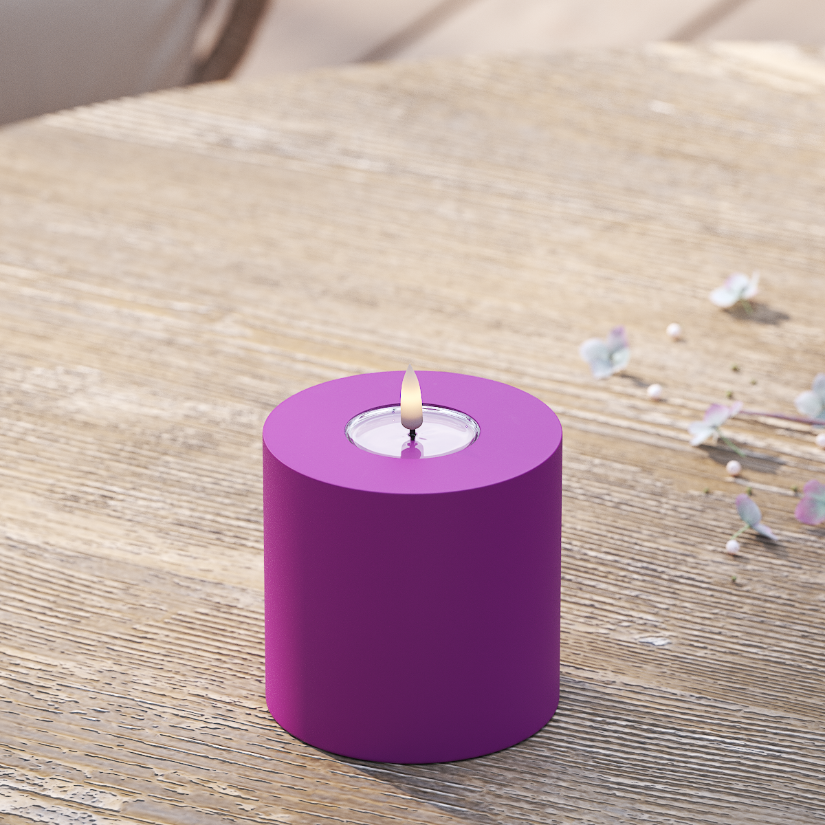 Deluxe Homeart Outdoors LED Pillar candle Ø 10 x 10 cm Violet LED outdoor light Pillar candle 2