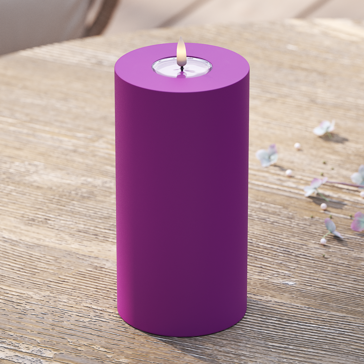 Deluxe Homeart Outdoors LED Pillar candle Ø 10 x 20 cm Violet LED outdoor light Pillar candle 2