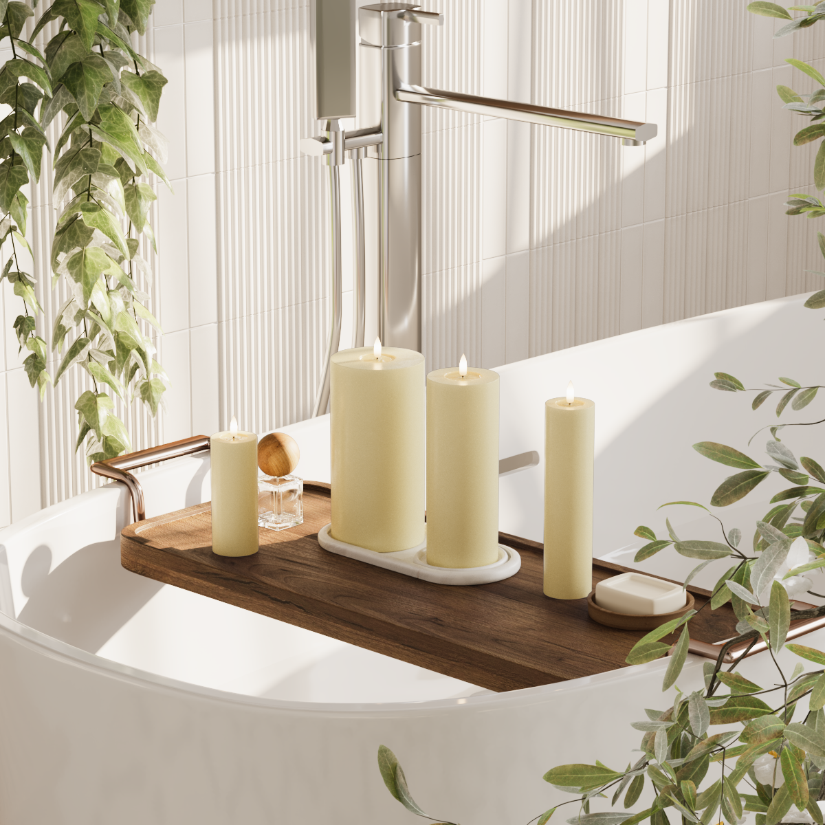 Deluxe Homeart LED Pillar candle package - Light Yellow - 5 x 12.5 + 20 | 7.5 x 20 | 10 x 20 cm package 2