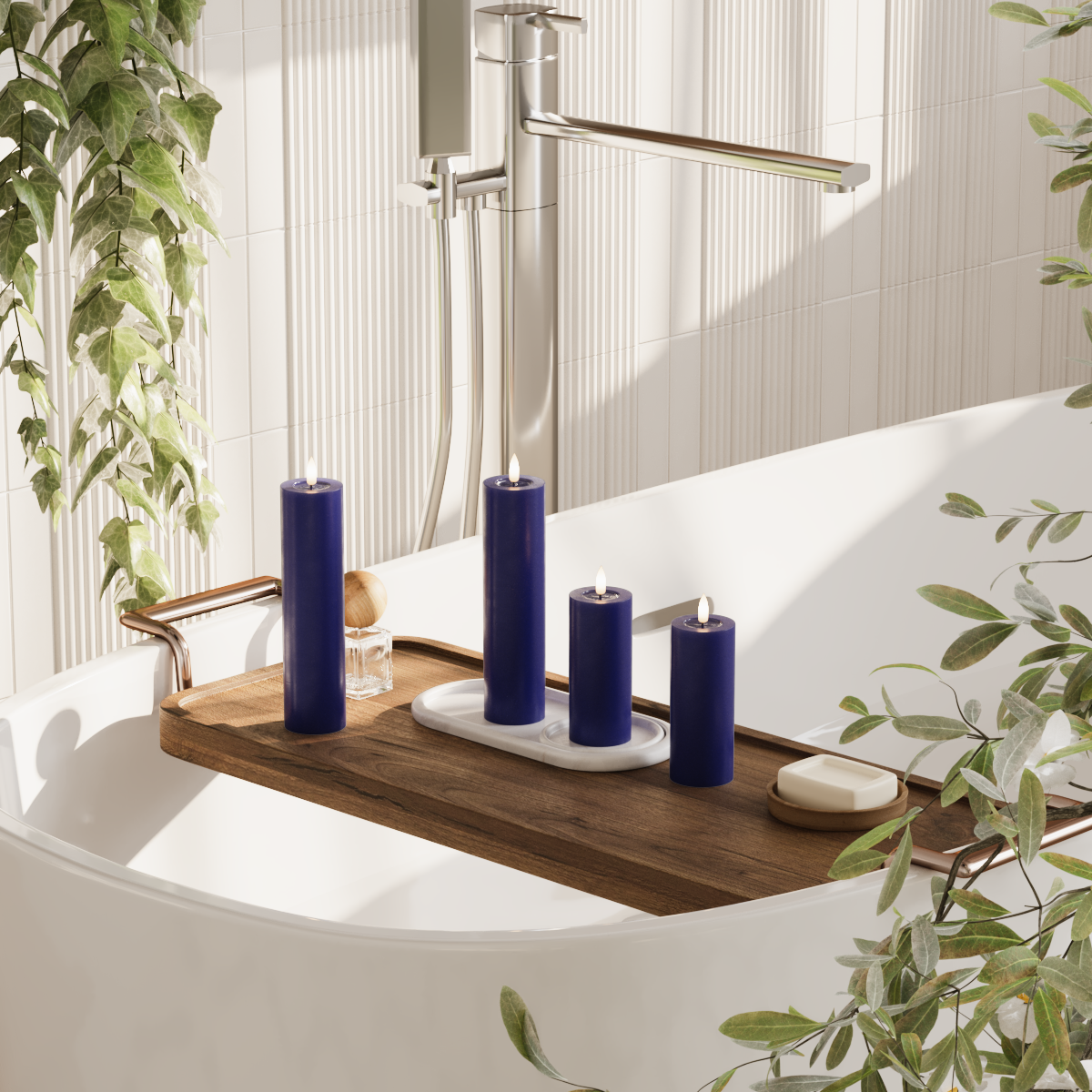 Deluxe Homeart LED Pillar candle package - Royal Blue - 2x 5 x 12.5 cm | 2x 5 x 20 pack 2