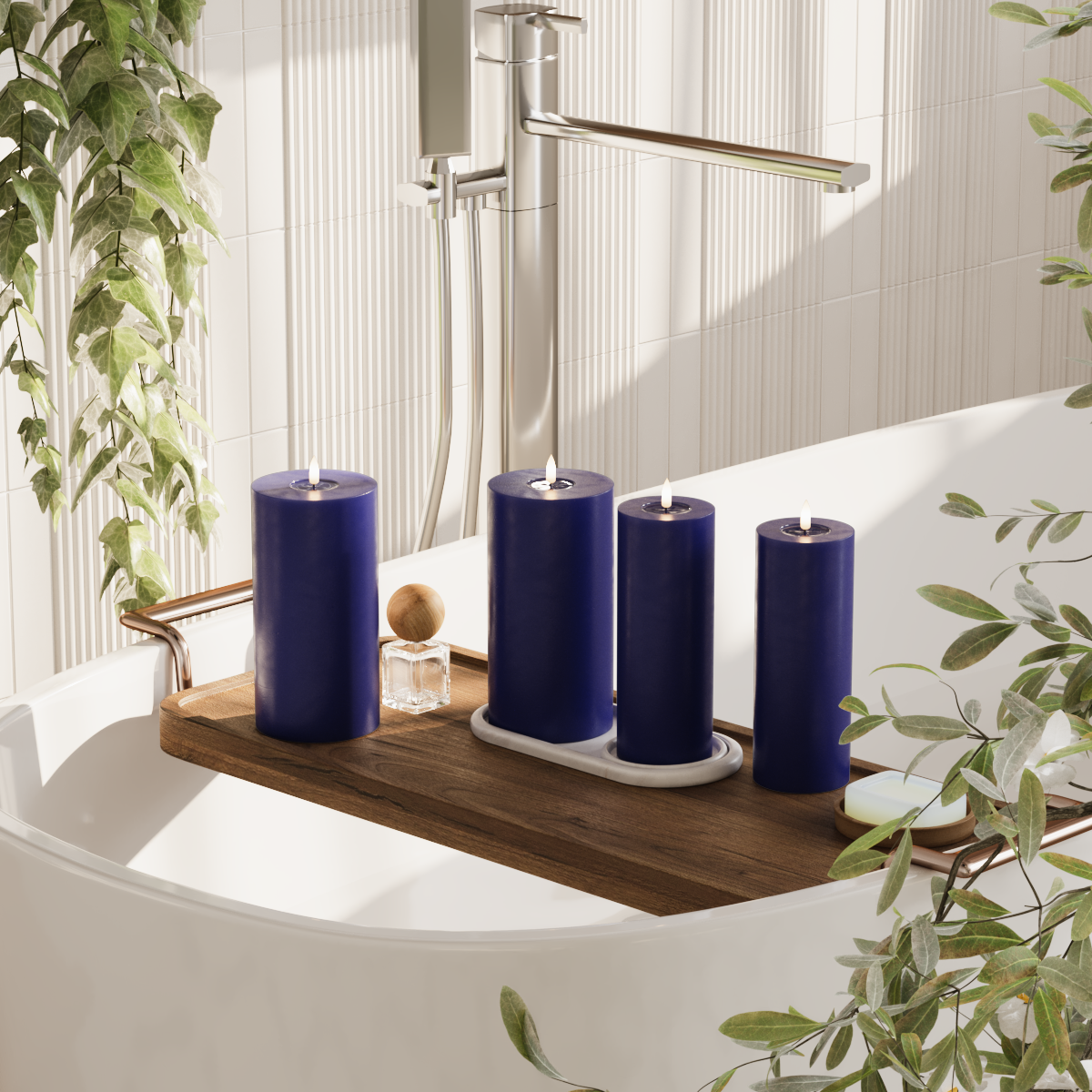 Deluxe Homeart LED Pillar candle package - Royal Blue - 2x 7.5 x 20 | 2x 10 x 20 cm package 2