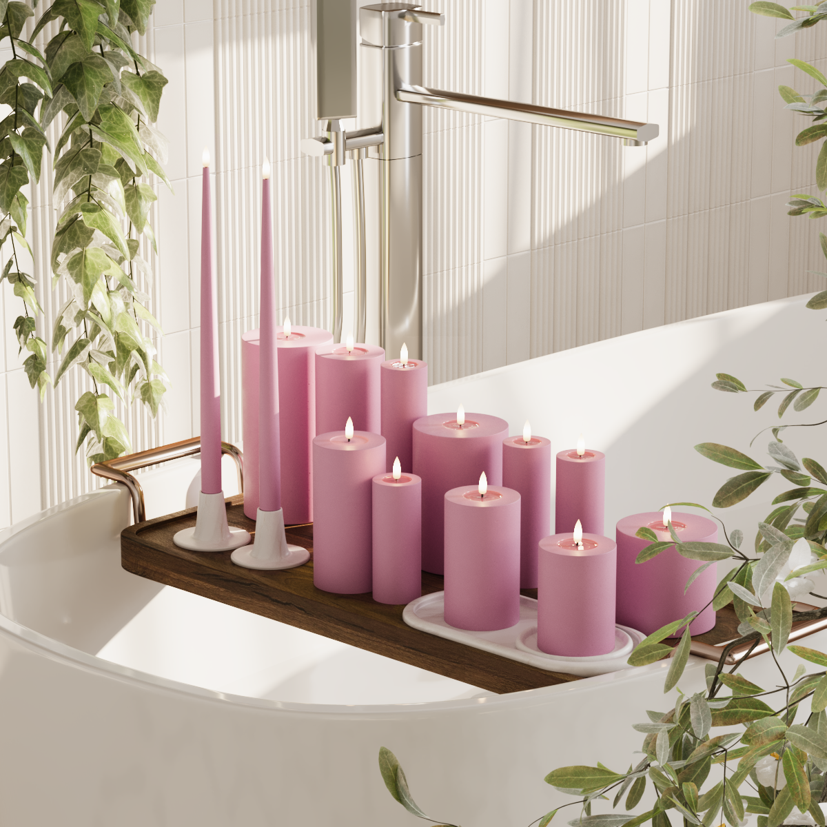 Deluxe Homeart LED candle pack - Magenta - 5 x 10 + 12.5 + 15 + 20 | 7.5 x 10 + 12.5 + 15 + 20 | 5 x 10 + 15 + 20 | 2 pieces 38 cm package 2